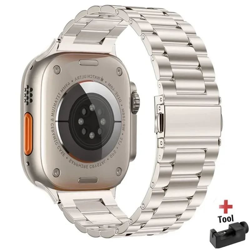 Stainless Steel Strap For Apple Watch Band 45mm Ultra 49mm 41mm 40mm 44mm Strap Metal Bracelet For Iwatch Series 9 10 46mm 42mm
