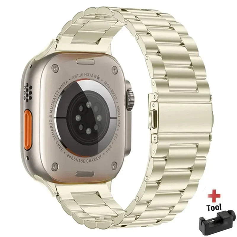 Stainless Steel Strap For Apple Watch Band 45mm Ultra 49mm 41mm 40mm 44mm Strap Metal Bracelet For Iwatch Series 9 10 46mm 42mm