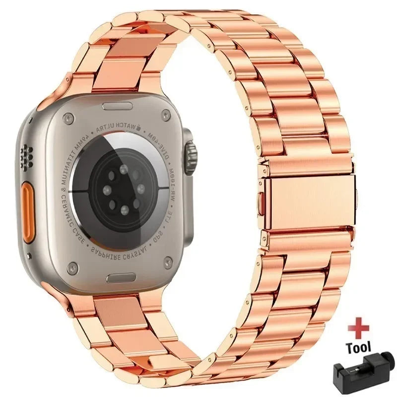 Stainless Steel Strap For Apple Watch Band 45mm Ultra 49mm 41mm 40mm 44mm Strap Metal Bracelet For Iwatch Series 9 10 46mm 42mm