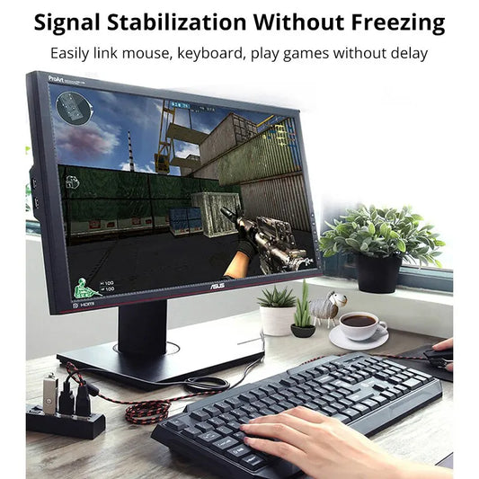 Coolcirc 7-Port USB 2.0 Switch Extension Hub - 1 to 7 USB Splitter for PC/Laptop/Desktop (Quick-Connect, Multi-Device Expansion)