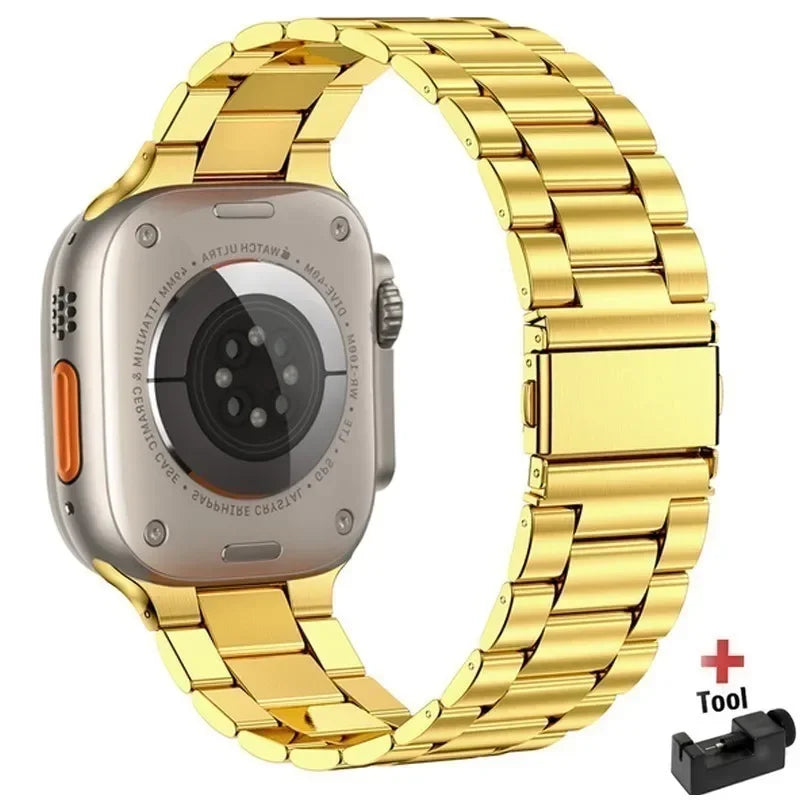 Stainless Steel Strap For Apple Watch Band 45mm Ultra 49mm 41mm 40mm 44mm Strap Metal Bracelet For Iwatch Series 9 10 46mm 42mm