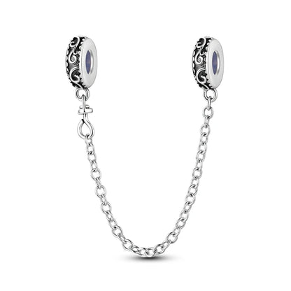 925 Sterling Silver Safety Chain Aircraft Earth Camera Daisy Silicone Charms Beads Fit Original Bracelets DIY Jewelry For Women