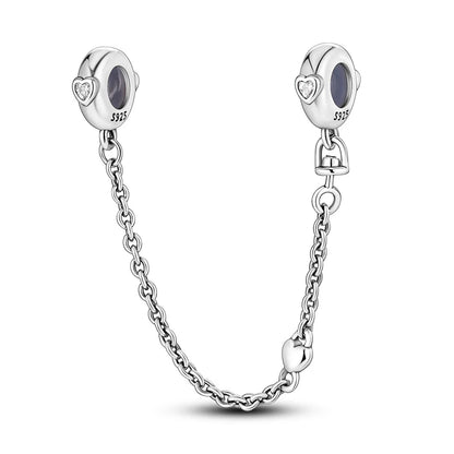 925 Sterling Silver Safety Chain Aircraft Earth Camera Daisy Silicone Charms Beads Fit Original Bracelets DIY Jewelry For Women