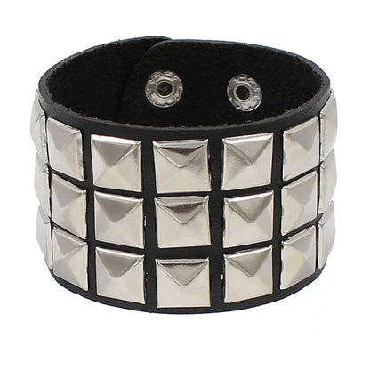 2022 PU Leather Studded Bracelet Punk Bracelet Adjustable Goth Cuff Bracelet Gothic Rivet Buckle Wristband for Men Women