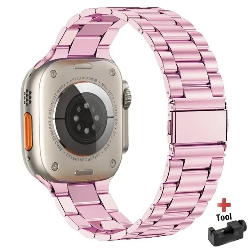 Stainless Steel Strap For Apple Watch Band 45mm Ultra 49mm 41mm 40mm 44mm Strap Metal Bracelet For Iwatch Series 9 10 46mm 42mm