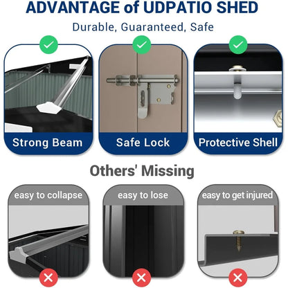 Galvanized Steel Outdoor Storage Shed - 10x10 Feet for Backyard, Patio, Lawn, and Tool Storage