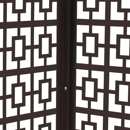 4 Panels Air Conditioner Fence Coffee Color 1.5P Privacy Fence Cover for A/C Conditioning Unit Outdoor Units