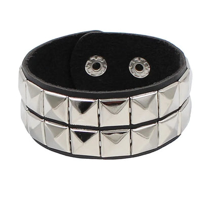 2022 PU Leather Studded Bracelet Punk Bracelet Adjustable Goth Cuff Bracelet Gothic Rivet Buckle Wristband for Men Women
