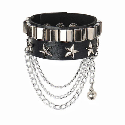2022 PU Leather Studded Bracelet Punk Bracelet Adjustable Goth Cuff Bracelet Gothic Rivet Buckle Wristband for Men Women