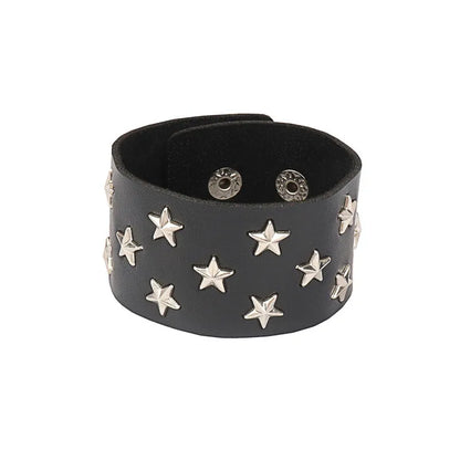 2022 PU Leather Studded Bracelet Punk Bracelet Adjustable Goth Cuff Bracelet Gothic Rivet Buckle Wristband for Men Women