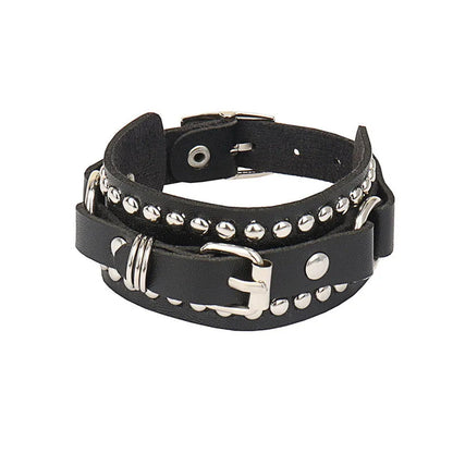 2022 PU Leather Studded Bracelet Punk Bracelet Adjustable Goth Cuff Bracelet Gothic Rivet Buckle Wristband for Men Women