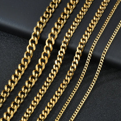 3.5-7MM Wide Stainless Steel Necklaces For Men Punk Cuban Link Chain Choker Women Hip Hop Fashion Party Jewelry Accessories