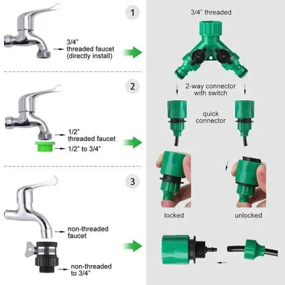 Automatic Watering Garden Hose Micro Drip Watering Kits Adjustable Nozzle Garden Supplies System Water