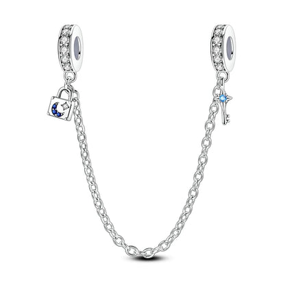 925 Sterling Silver Safety Chain Aircraft Earth Camera Daisy Silicone Charms Beads Fit Original Bracelets DIY Jewelry For Women